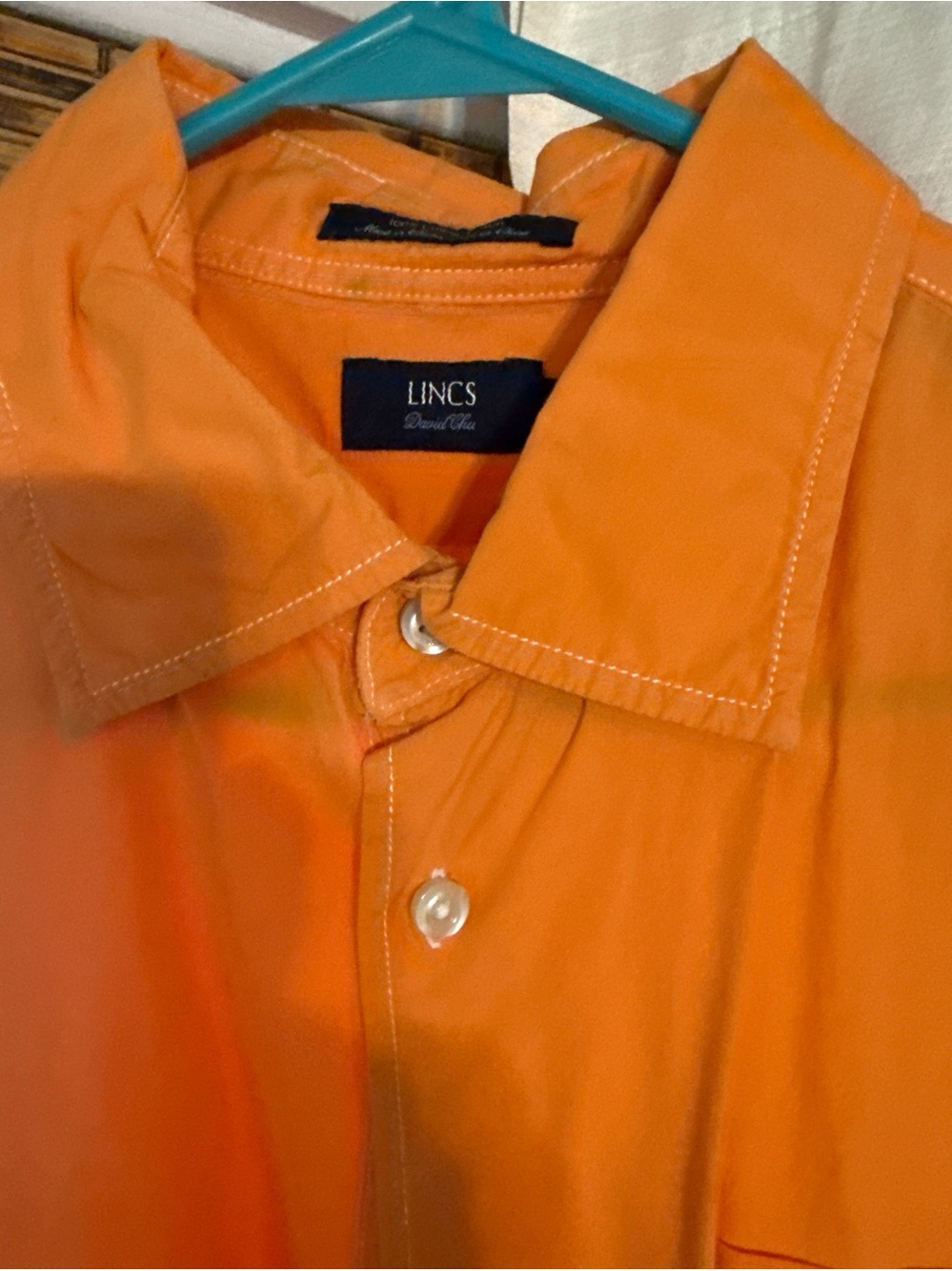 LINCS Bright Orange Button-Up Shirt